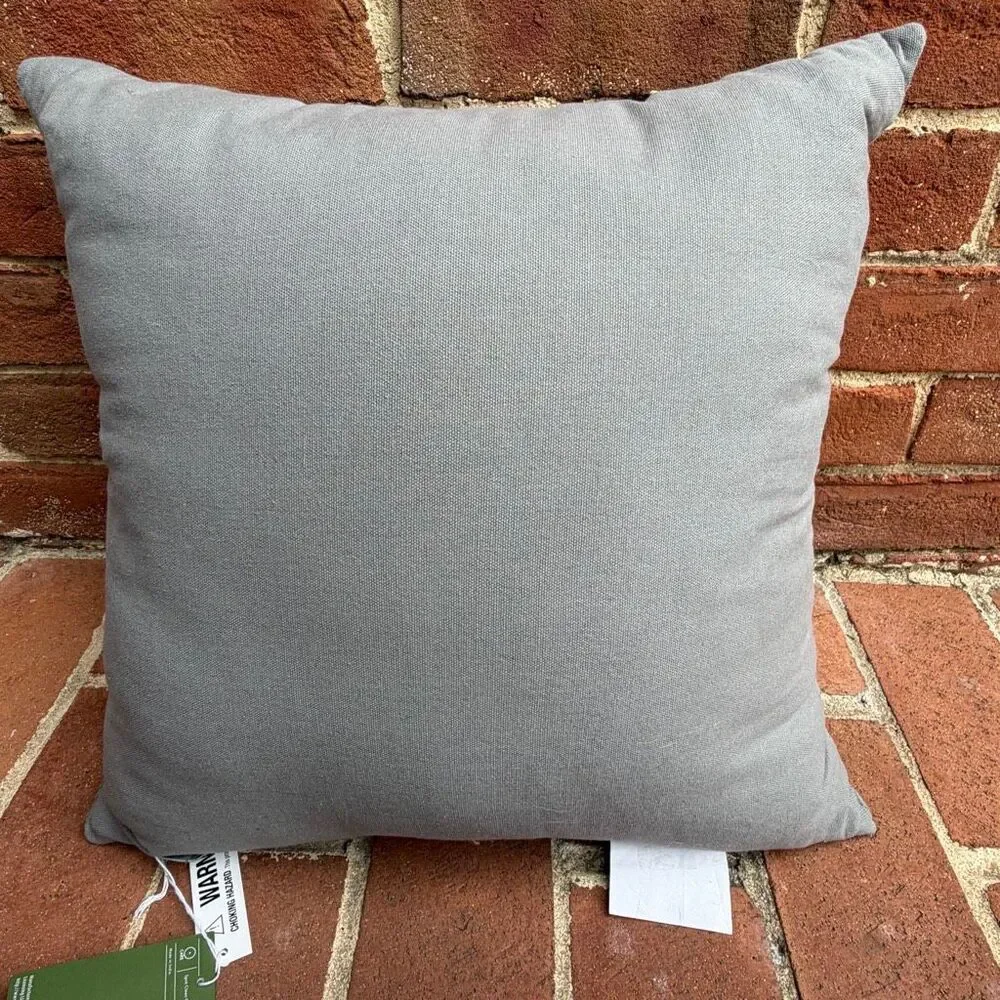 Celerie Kemble Embroidered Decorative Toss Pillow Gray White 18